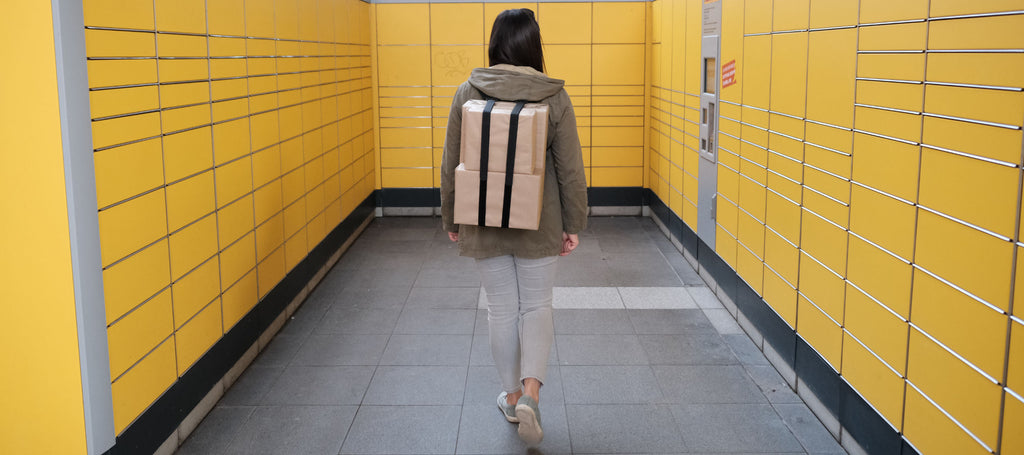 Pakete Tragegurt Packstation, Pakete einfach transportieren, nachhaltig ohne Auto. Flexibler verstellbarer Tragegurt, eine Alternative zu Fahrrad Transporttasche, Alltag mit Kleinkindern nun mal nebenbei große Erledigungen machen.